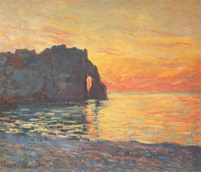 Etretat, la Porte d'Aval 1885 - sunset