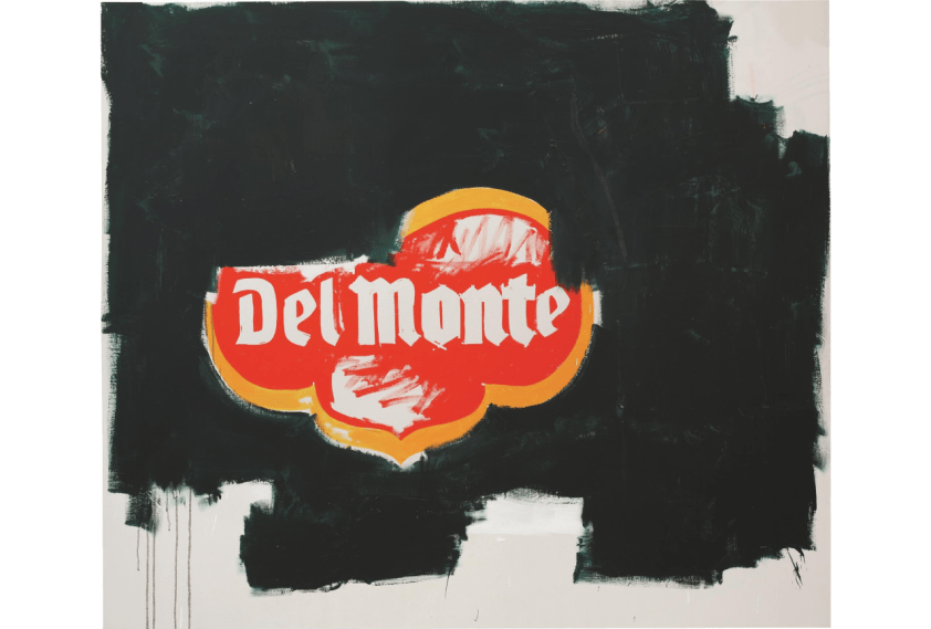 Del Monte, c1984-1985 by Jean-Michel Basquiat and Andy Warhol. Synthetic polymer paint & silkscreen ink on canvas. 76 x 88 in. (193 x 223.5 cm)