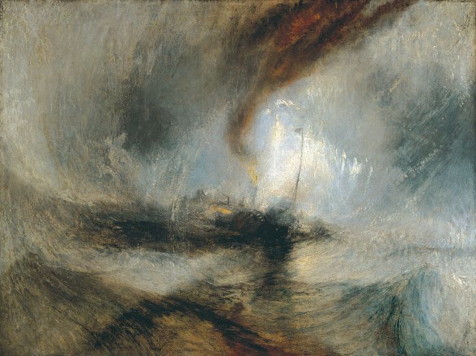 'Snow Storm - Steam-Boat off a Harbour’s Mouth' by Joseph Mallord William Turner - Exhibited 1842 - Oil paint on canvas - 914 mm x 1219 mm