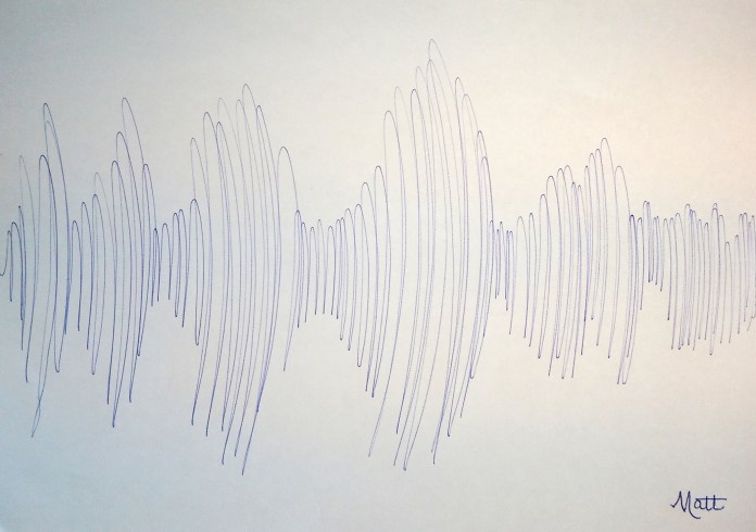 'Seismic Waves [number 2 ]' on A4 paper using blue ink pen - June 6th 2016 by Matt The Unfathomable Artist