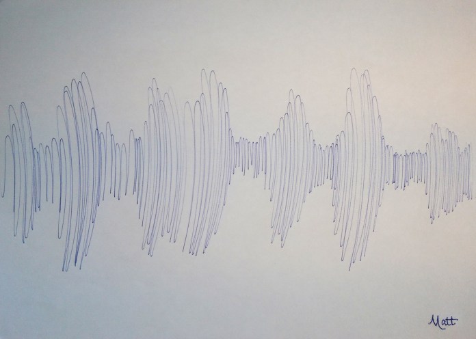 'Seismic Waves [number 3]' on A4 paper using blue ink pen - June 6th 2016 by Matt The Unfathomable Artist