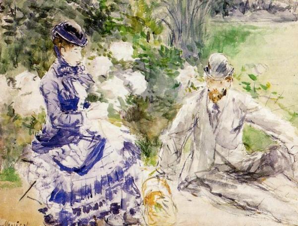 'By The Water' [1879] by Berthe Morisot - Watercolor - cm x cm 